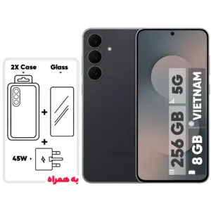 گوشی موبایل سامسونگ مدل Galaxy S25 FE دو سیم کارت ظرفیت 256 گیگابایت و رم 8 گیگابایت - ویتنام - به همراه شارژر 45 وات سامسونگ، 2 عدد قاب و 1 عدد محافظ صفحه نمایش