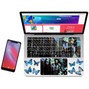 استیکر لپ تاپ راتیانا مدل but-04 مناسب برای لپ تاپ 15 تا 17 اینچ به همراه برچسب حروف فارسی کیبورد
