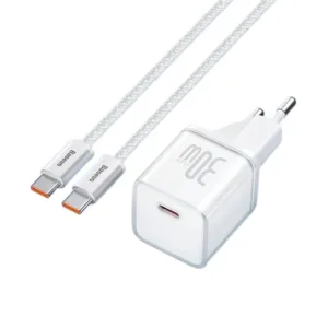 شارژر دیواری 30 وات بیسوس مدل GAN5 mini 30W به همراه کابل تبدیل USB-C