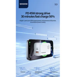 شارژر دیواری 45 وات سندم مدل S23 به همراه کابل USB-C
