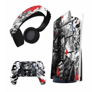 برچسب کنسول و دسته بازی و هدفون پلی استیشن 5 هاماگراف مدل Ghost of Tsushima مات مناسب برای دستگاه دیسک خور
