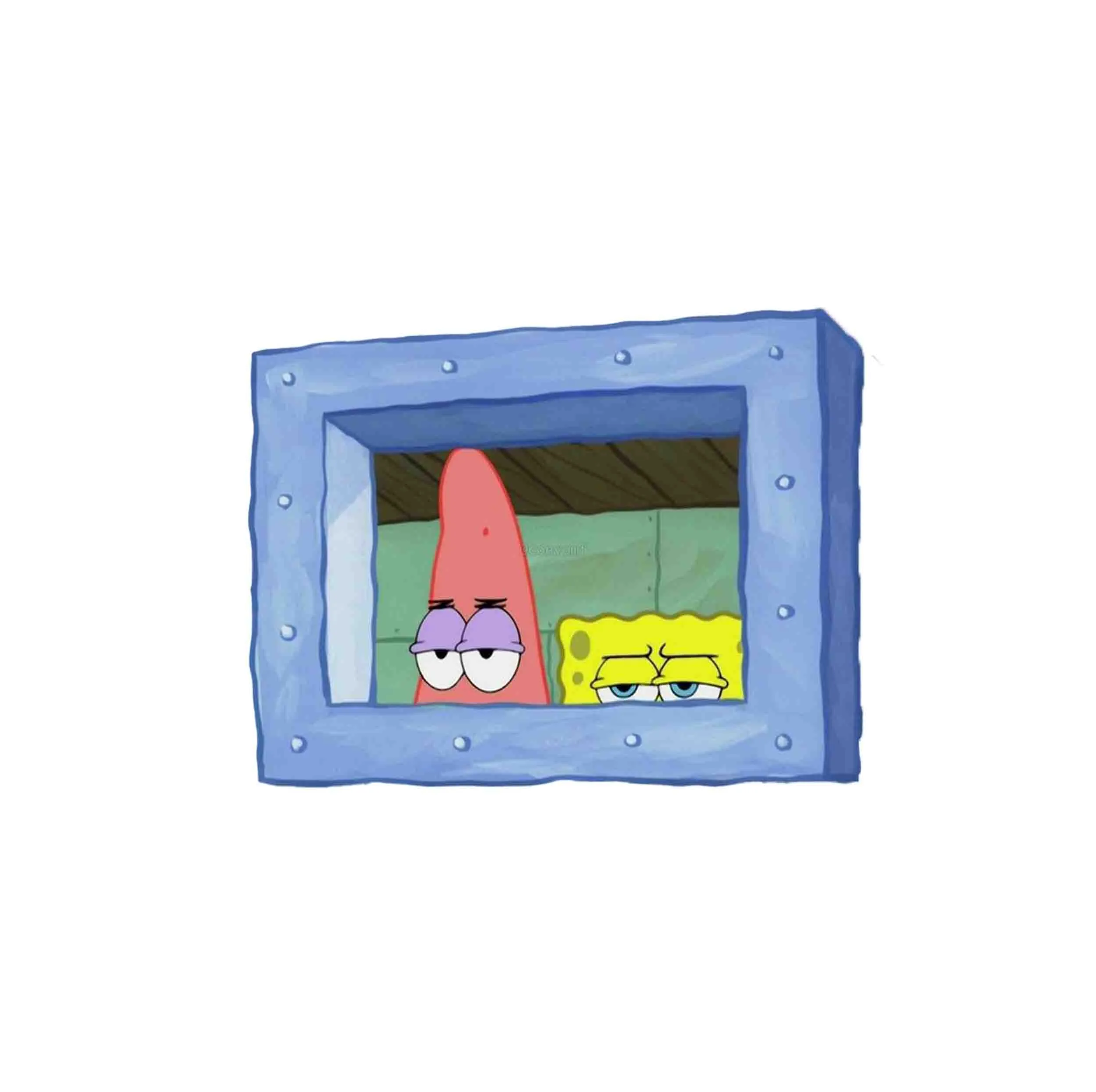 استیکر لپ تاپ مدل باب اسفنجی و پاتریک داخل پنجره کد 2025