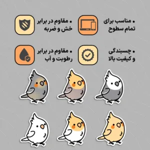 استیکر لپ تاپ طرح طوطی مدل عروس هلندی مجموعه ۶ عددی