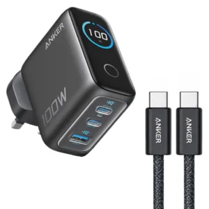 شارژر دیواری 100 وات سه پورت انکر مدل B121B به همراه کابل تبدیل USB-C