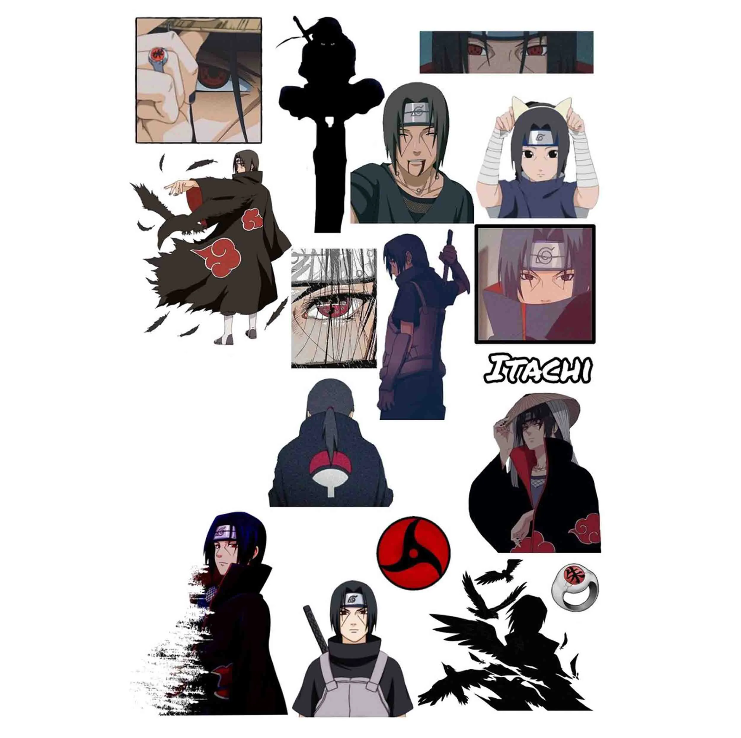 استیکر لپ تاپ مدل انیمه N Itachi کد 1020 مجموعه 17 عددی