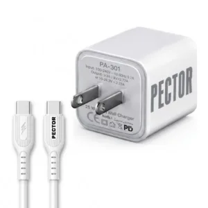 شارژر دیواری 25 وات پکتور مدل PA301 به همراه کابل USB-C به طول 1 متر