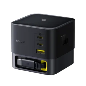 شارژر رومیزی 100 وات 3 پورت بیسوس مدل  100W Super GaN  به همراه کابل  USB-C