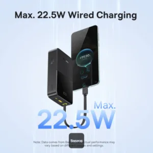 پاوربانک 22.5 وات بیسوس مدل ENERFILL PPBD2P-2020  ظرفیت 20000 میلی آمپر ساعت به همراه کابل USB-C