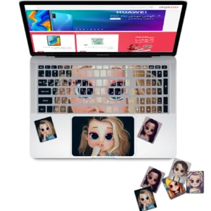 استیکر لپ تاپ راتیانا مدل cute girl 01 مناسب برای لپ تاپ 15 تا 17 اینچ به همراه برچسب حروف فارسی کیبورد