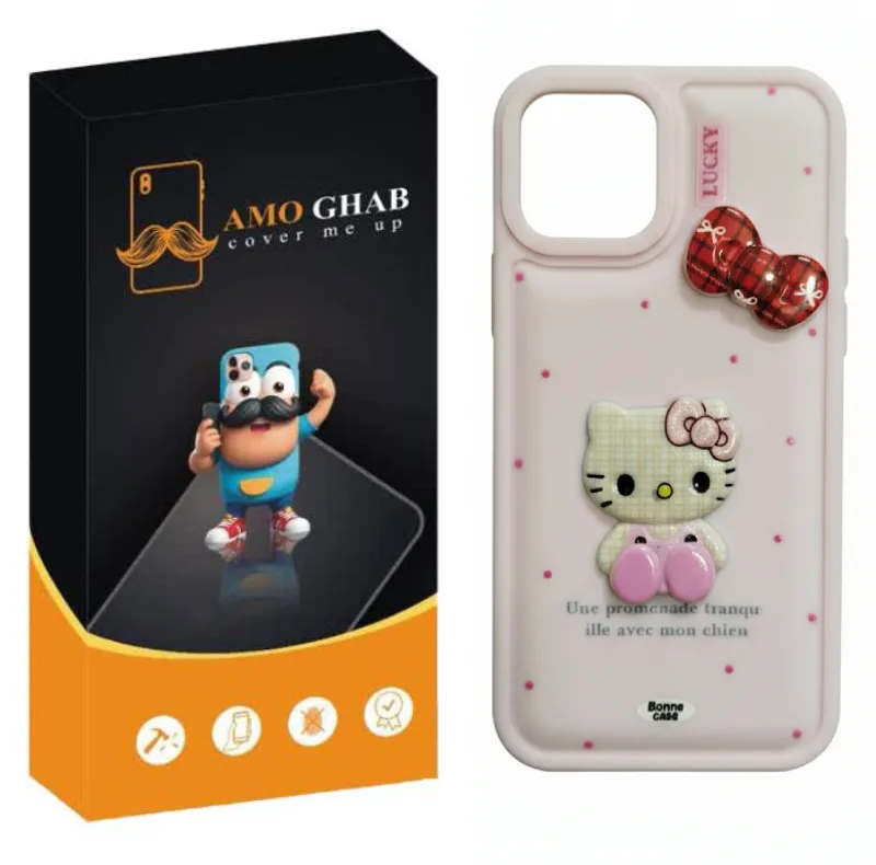 کاور عمو قاب مدل کیتی عروسکی مناسب برای گوشی موبایل اپل Iphone 13 / 14