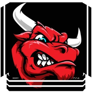 برچسب افقی پلی استیشن 4 پرو ونسونی طرح Angry Red Bull Head