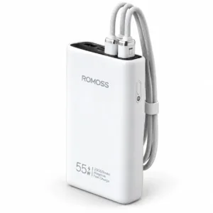 پاوربانک 55 وات روموس مدل PAC20U-162 ظرفیت 12500 میلی‌آمپر‌ساعت به همراه کابل USB-C