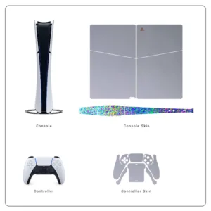 برچسب کنسول و دسته بازی PS5 Slim Digital Edition ماهوت مدل Matte Silver_Holographic