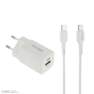 شارژر دیواری 30 وات دو پورت اکسیژن مدل CH-10 به همراه کابل USB-C
