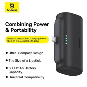 پاوربانک 20 وات باسئوس مدل Compact Fast Charging Type-C Edition ظرفیت 5000 میلی آمپر ساعت