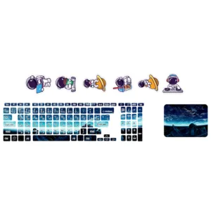 استیکر لپ تاپ توییجین و موییجین طرح Space کد 163 مناسب برای لپ تاپ 15.6 اینچ به همراه برچسب حروف فارسی کیبورد