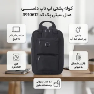 کوله پشتی لپ تاپ دلسی مدل سیتی پک کد 3910612 مناسب برای لپ تاپ 15 اینچی