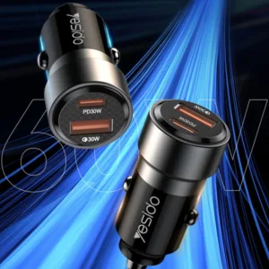 شارژر فندکی 60 وات یسیدو مدل Y55 به همراه کابل USB-C