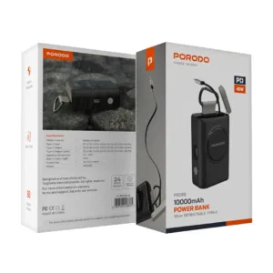 پاوربانک 45 وات پرودو مدل PB068 ظرفیت 10000 میلی‌آمپرساعت به همراه کابل USB-C و آویز کارابین