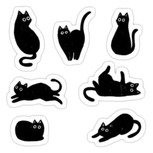 استیکر لپ تاپ طرح گربه سیاه مجموعه 7 عددی