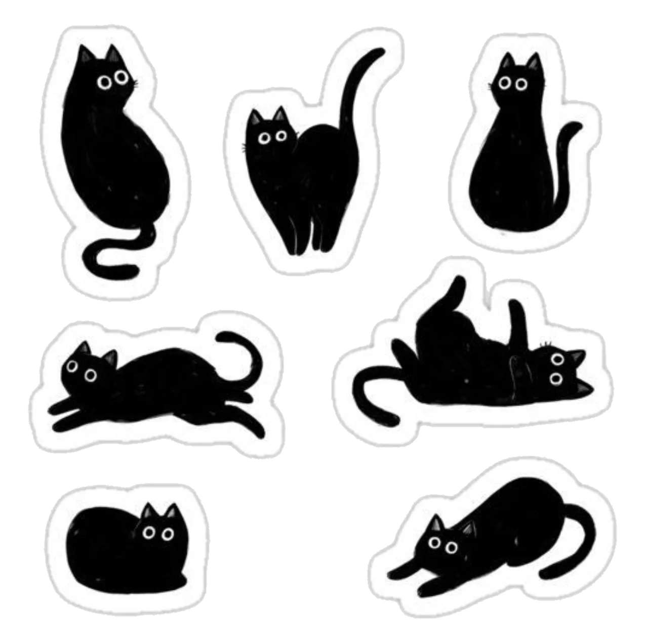 استیکر لپ تاپ طرح گربه سیاه مجموعه 7 عددی