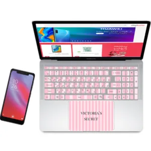 استیکر لپ تاپ مدل victoria secret مناسب برای لپ تاپ 17 اینچ به همراه برچسب حروف فارسی کیبورد