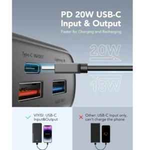 پاوربانک 12 وات وییسی مدل G3015 ظرفیت 30000 میلیآمپرساعت به همراه کابل USB-C