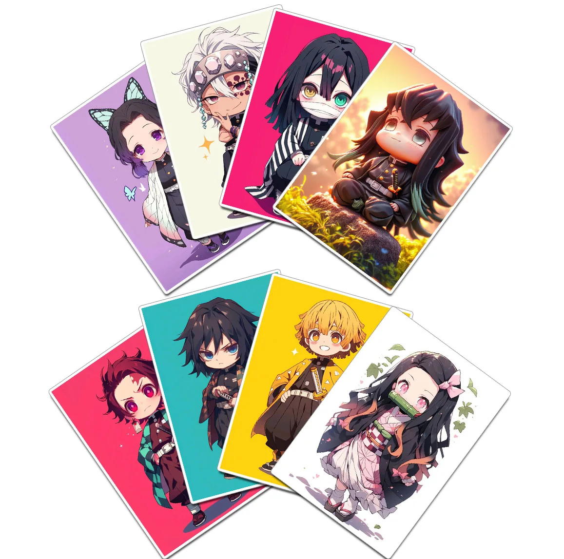 استیکر لپ تاپ و موبایل گوفی مدل انیمه شیطان کش طرح Demon Slayer Anime کد SLAYER02 مجموعه 8 عددی