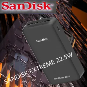پاوربانک 22.5 وات سن دیسک مدل EXTREME ظرفیت 20000 میلی‌آمپرساعت