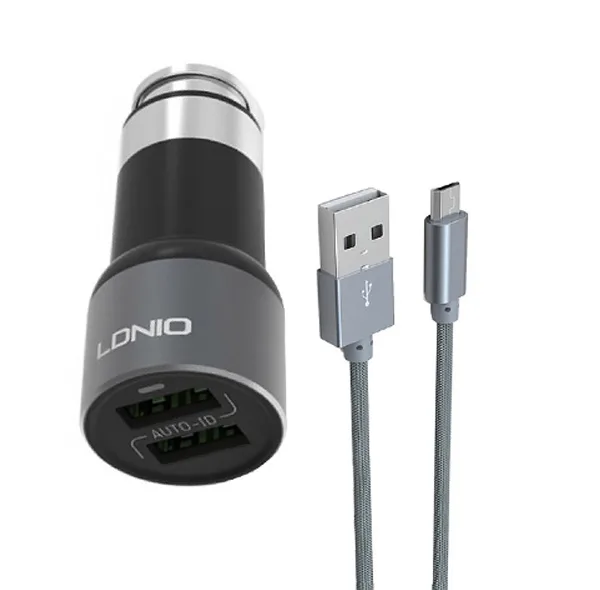 شارژر فندکی الدینیو مدل C403 به همراه کابل تبدیل microUSB