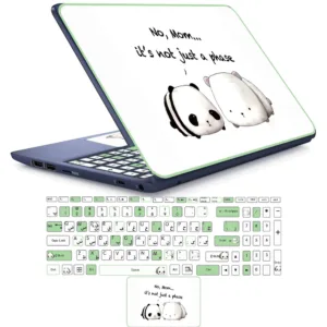 استیکر لپ تاپ مدل cute panda 03 مناسب برای لپ تاپ 15 تا 17 اینچ به همراه برچسب حروف فارسی کیبورد