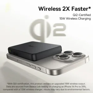 پاوربانک بیسیم 22.5 وات بیسوس مدل Airpow Ⅱ Qi2 Magnetic ظرفیت 10000 میلیآمپر ساعت