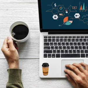 استیکر لپ تاپ لولو طرح قهوه برنامه نویس کد 500