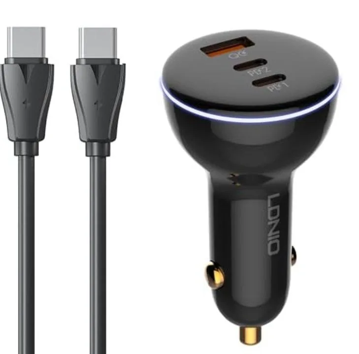 شارژر فندکی 160 وات الدینیو مدل ‌C102 به همراه کابل usb-C