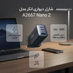 شارژر دیواری 65 وات انکر مدل A2667 Nano 2