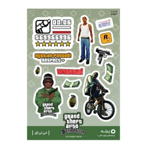 استیکر لپ تاپ و موبایل پیله طرح جی تی ای سان آندریاس مدل GTA کد SP7 مجموعه 13 عددی