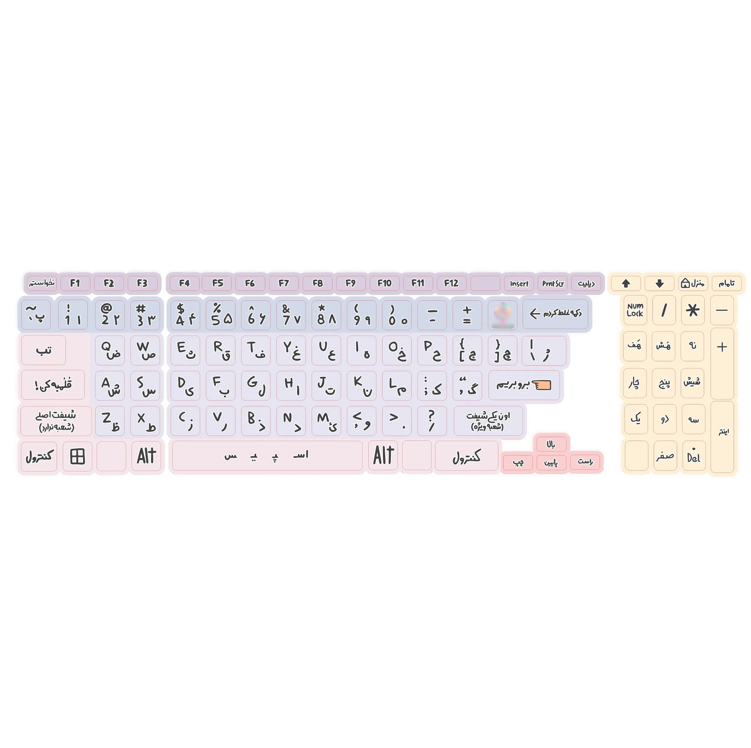 برچسب کیبورد حروف فارسی کد 045