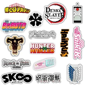 استیکر لپ تاپ و موبایل گوفی طرح اسم های انیمه مدل Anime Names 21 مجموعه 15 عددی