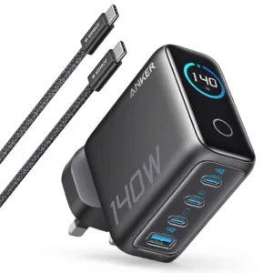 شارژر دیواری 140 وات 4 پورت انکر مدل B0DPKP7RD8 به همراه کابل USB-C به طول 1.5 متر