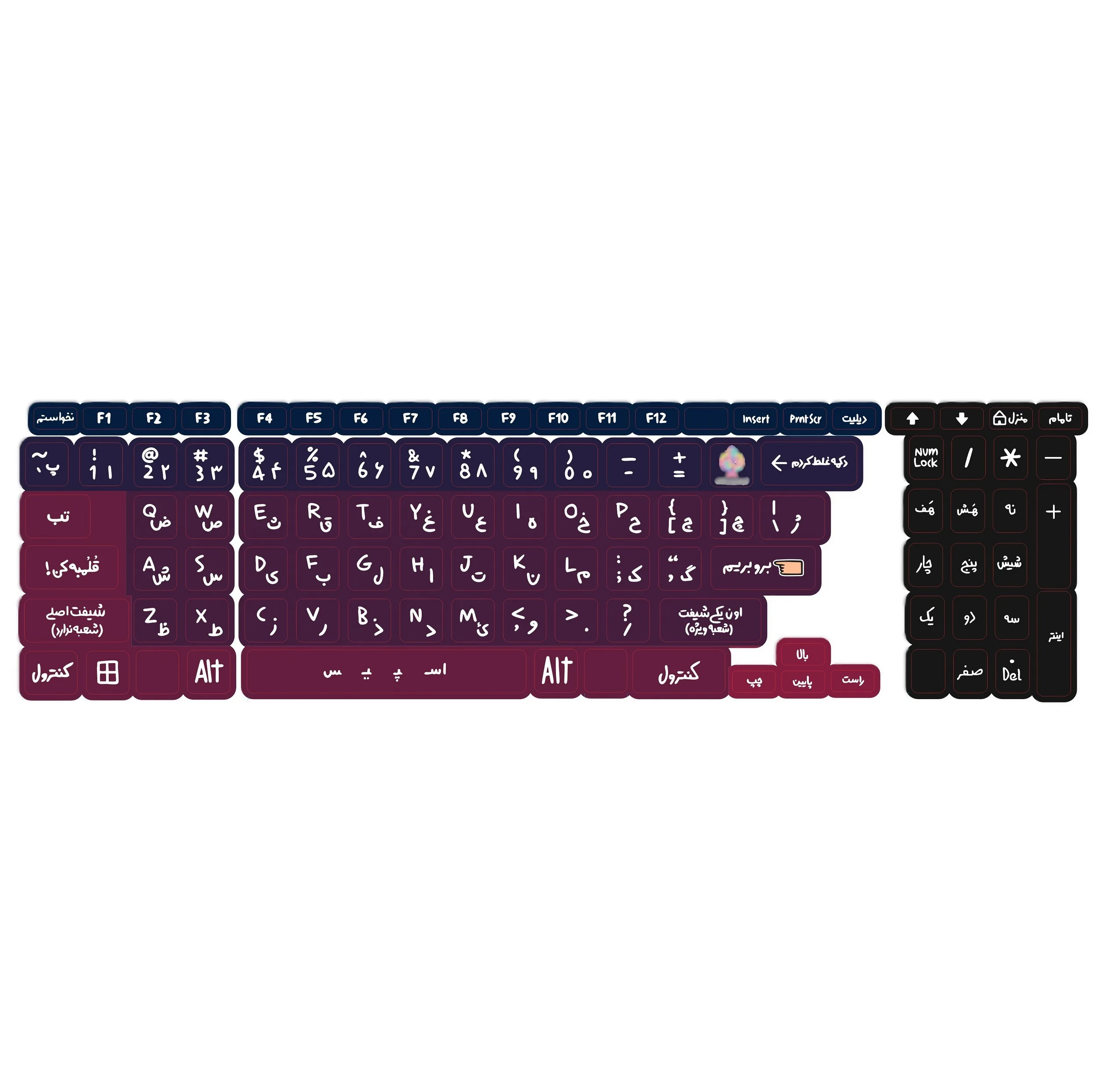 برچسب کیبورد حروف فارسی کد 055