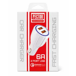 شارژر فندکی 22 وات دو پورت پکتور مدل P518