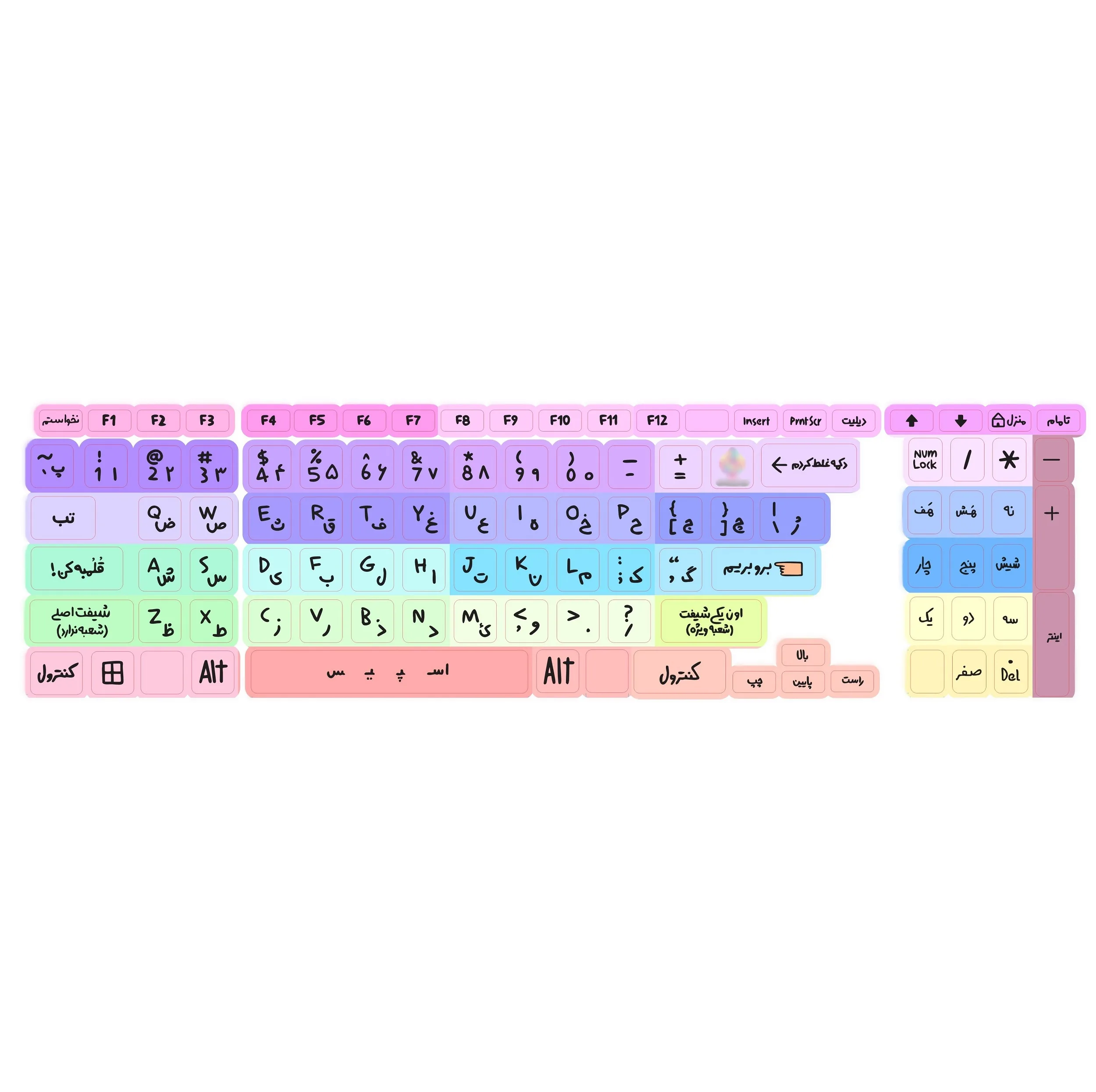برچسب کیبورد حروف فارسی کد 043