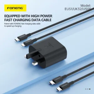 شارژر دیواری 25 وات فوننگ مدل A55 به همراه کابل تبدیل USB-C