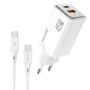 شارژر دیواری 45 وات دو پورت نوکسو مدل CHN‑8 GaN به همراه کابل usb‑C