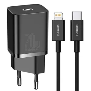 شارژر دیواری باسئوس مدل TZCCSUP-20W به همراه کابل تبدیل لایتنینگ