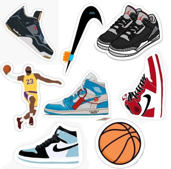 استیکر لپ تاپ و موبایل گوفی طرح کفش ورزشی مدل Air Jordan مجموعه 8 عددی