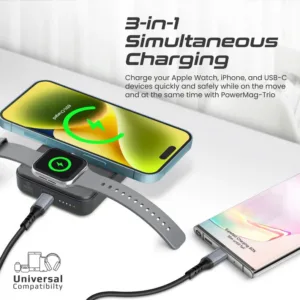 پاوربانک پرومیت مدل POWERMAG-TRIO.BLACK ظرفیت 10000 میلیآمپر ساعت