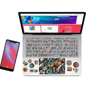 استیکر لپ تاپ راتیانا مدل cinema01 مناسب برای لپ تاپ 15 تا 17 اینچ به همراه برچسب حروف فارسی کیبورد