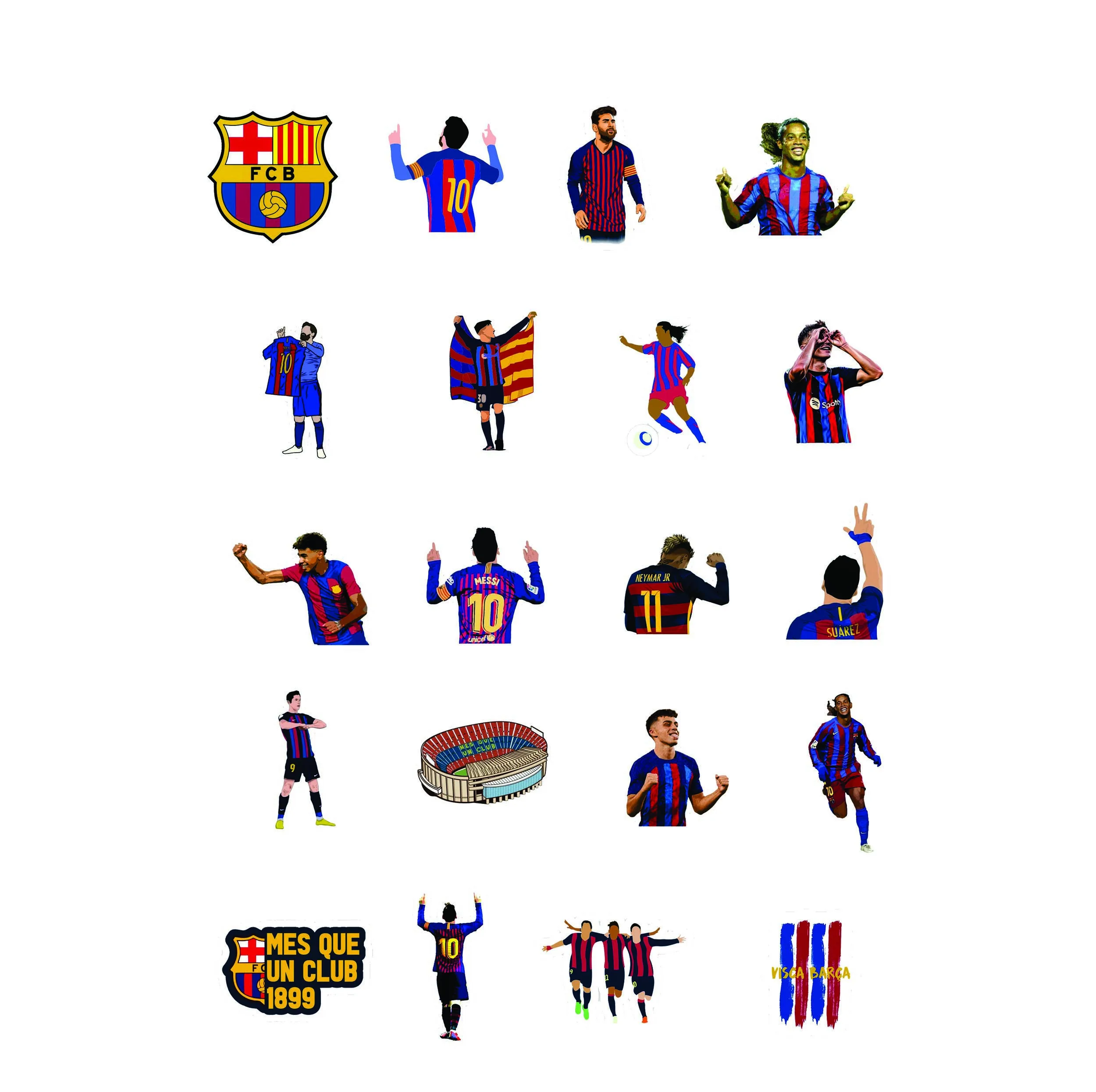 استیکر لپ تاپ کافه پرینت طرح بارسلونا کد FB02 بسته 20 عددی