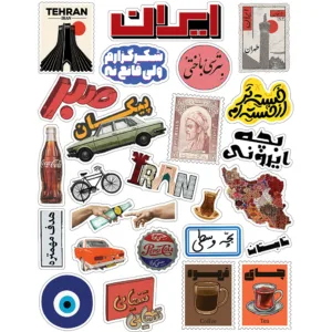 استیکر لپ تاپ و موبایل طرح نوستالژی کد G50101 مجموعه 25 عددی